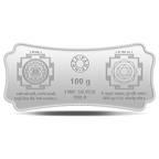 A 100 gm Silver Bar featuring Stylized Lakshmi Ganesha Silver with 999.9 Purity.