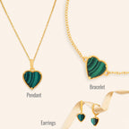 A Combo of Pendant, Hoop Earrings, and Bracelet with Golden Chain.