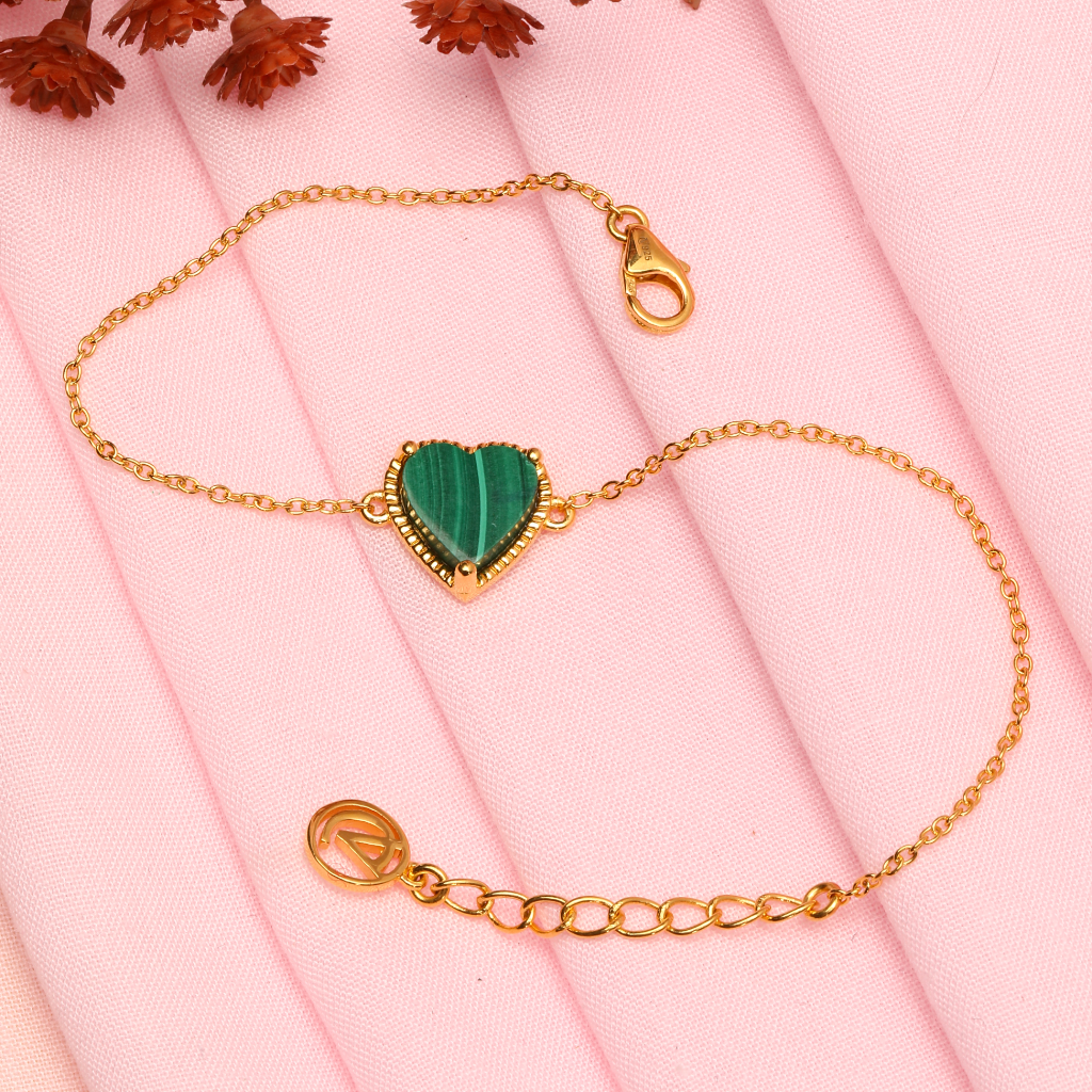 A Heart Shaped Bracelet (Golden Chain) with 925 Hallmark.