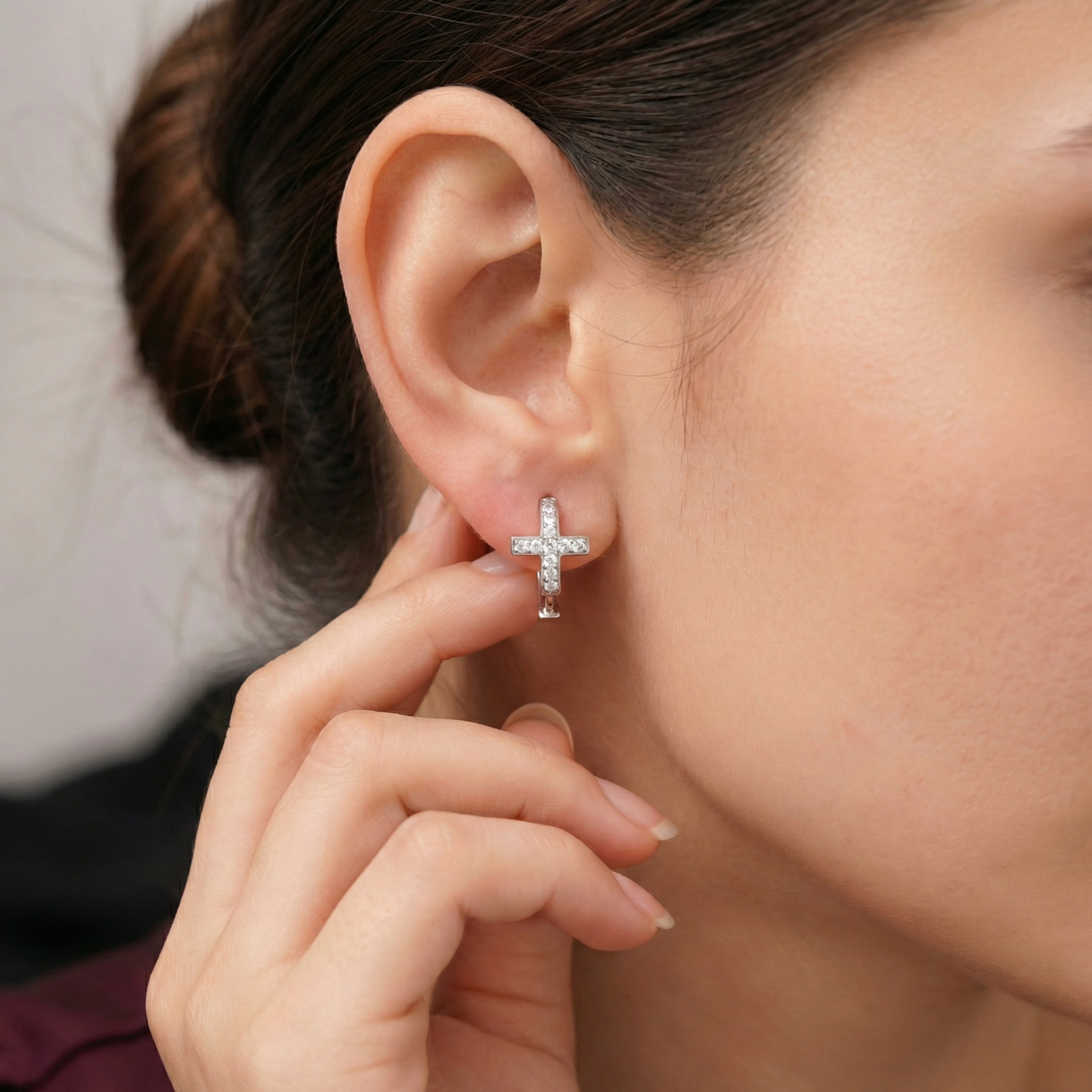 Crystal-line Cross Earrings