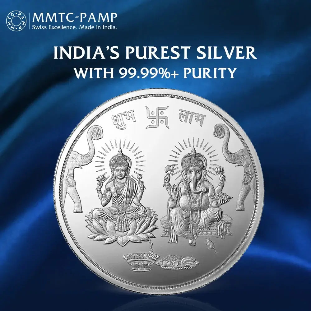 An image of Lakshmi Ganesh (999.9) Purity 100 gm Silver Coin.