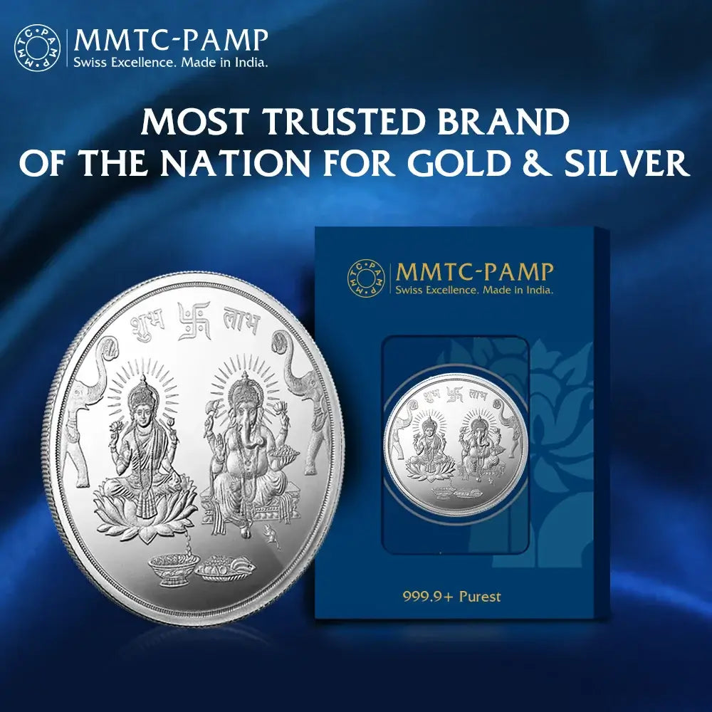 An image of Lakshmi Ganesh (999.9) Purity 100 gm Silver Coin.