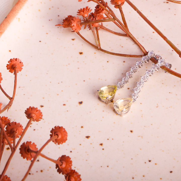 Sunkissed Lemon Quartz Drop Earrings For Women