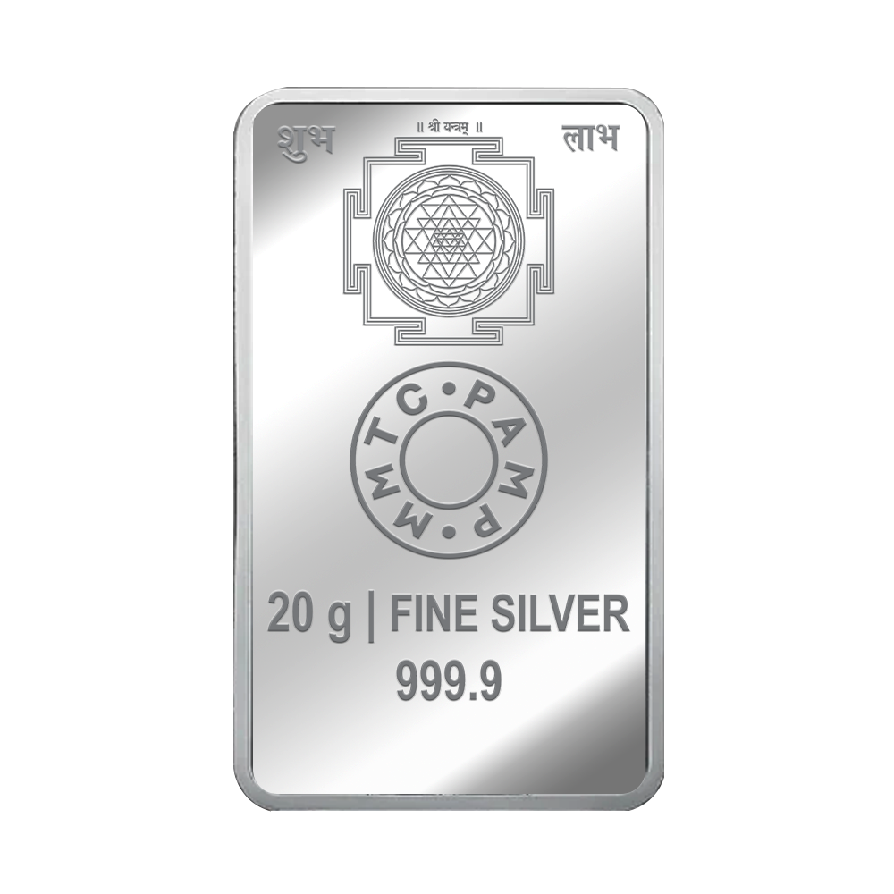 An image containing Laxmi Colored (999.9) Purity 20 gm Silver Bar.