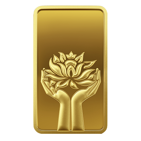 A 2 gm Gold Bar featuring Lotus 24K of 999.9 Purity.
