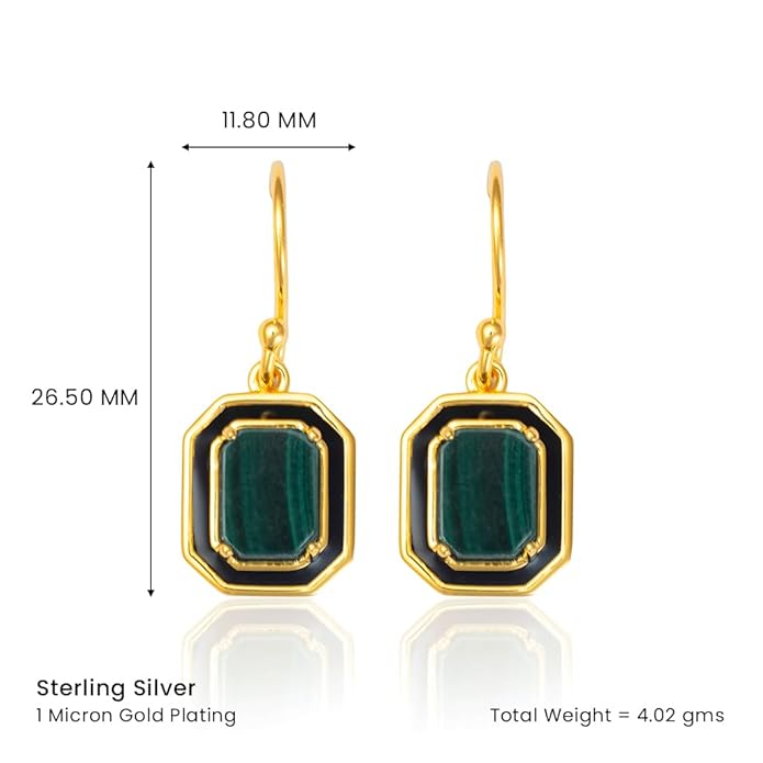 Malachite Marvel Drop Earrings For Women