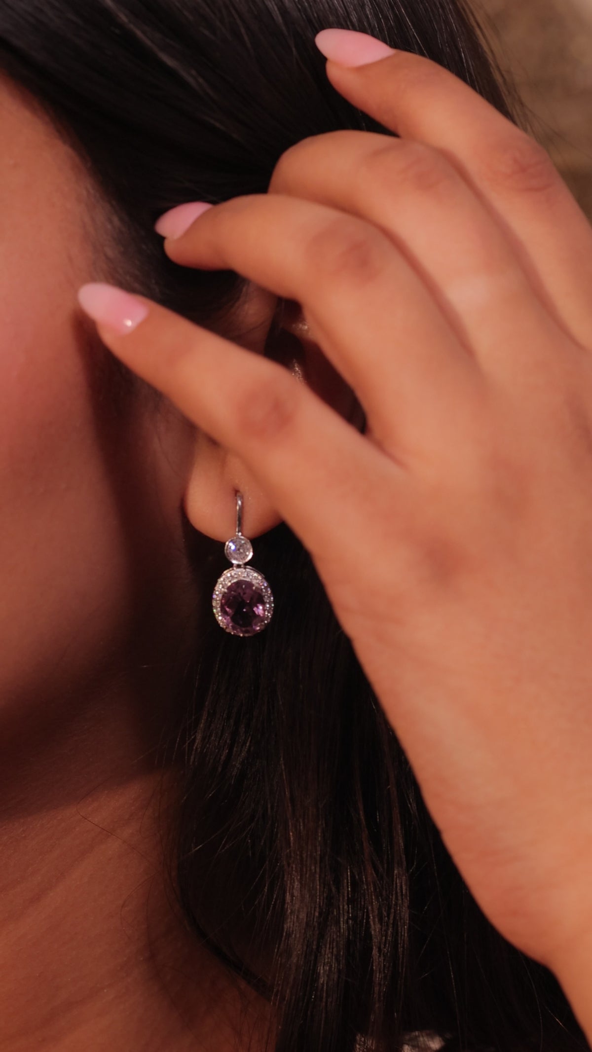 Oval Bloom: Purple Amethyst Earrings