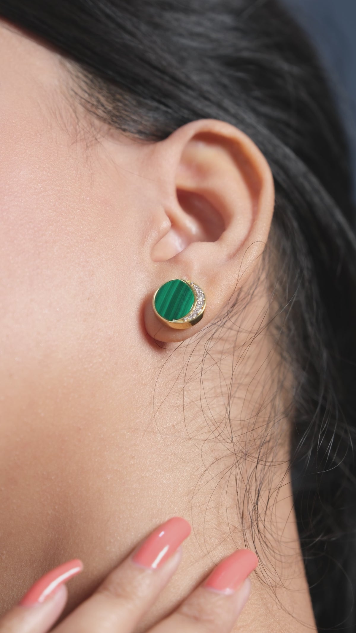 Royal Crescent: Malachite Earrings