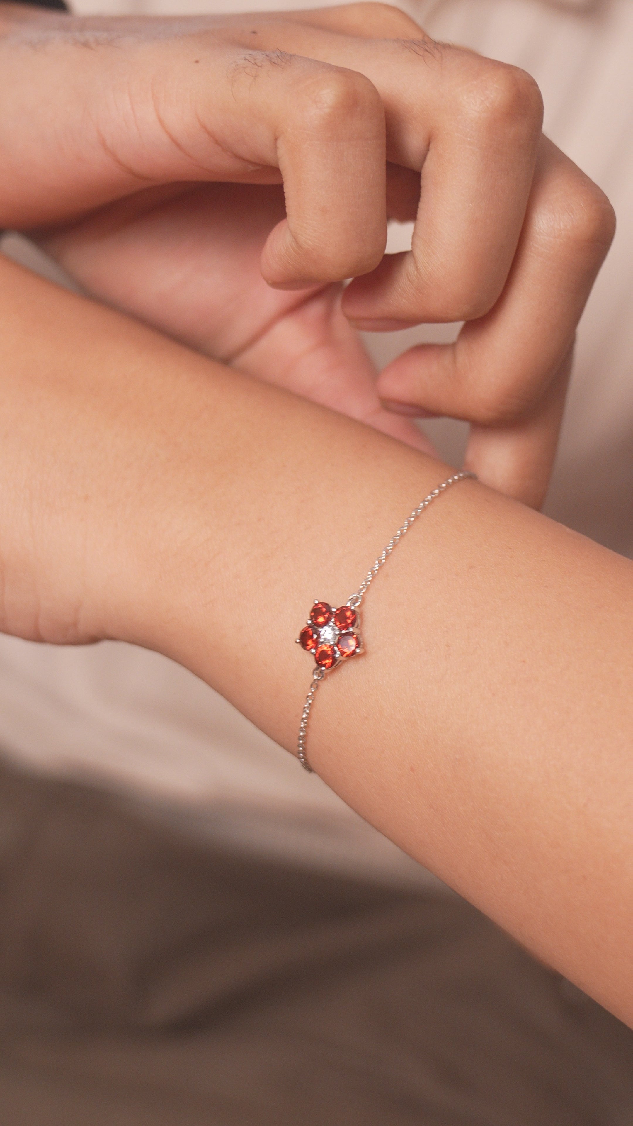 Scarlet Cluster: Red Garnet Bracelet