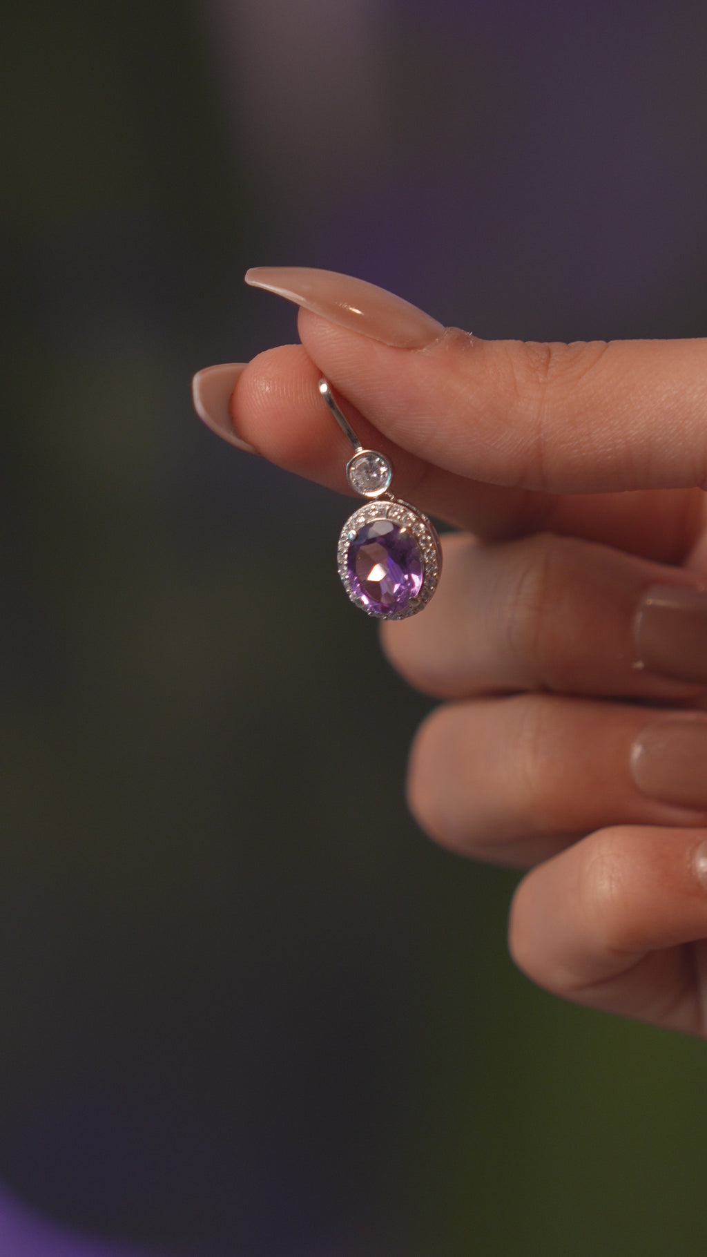Oval Bloom: Purple Amethyst Earrings