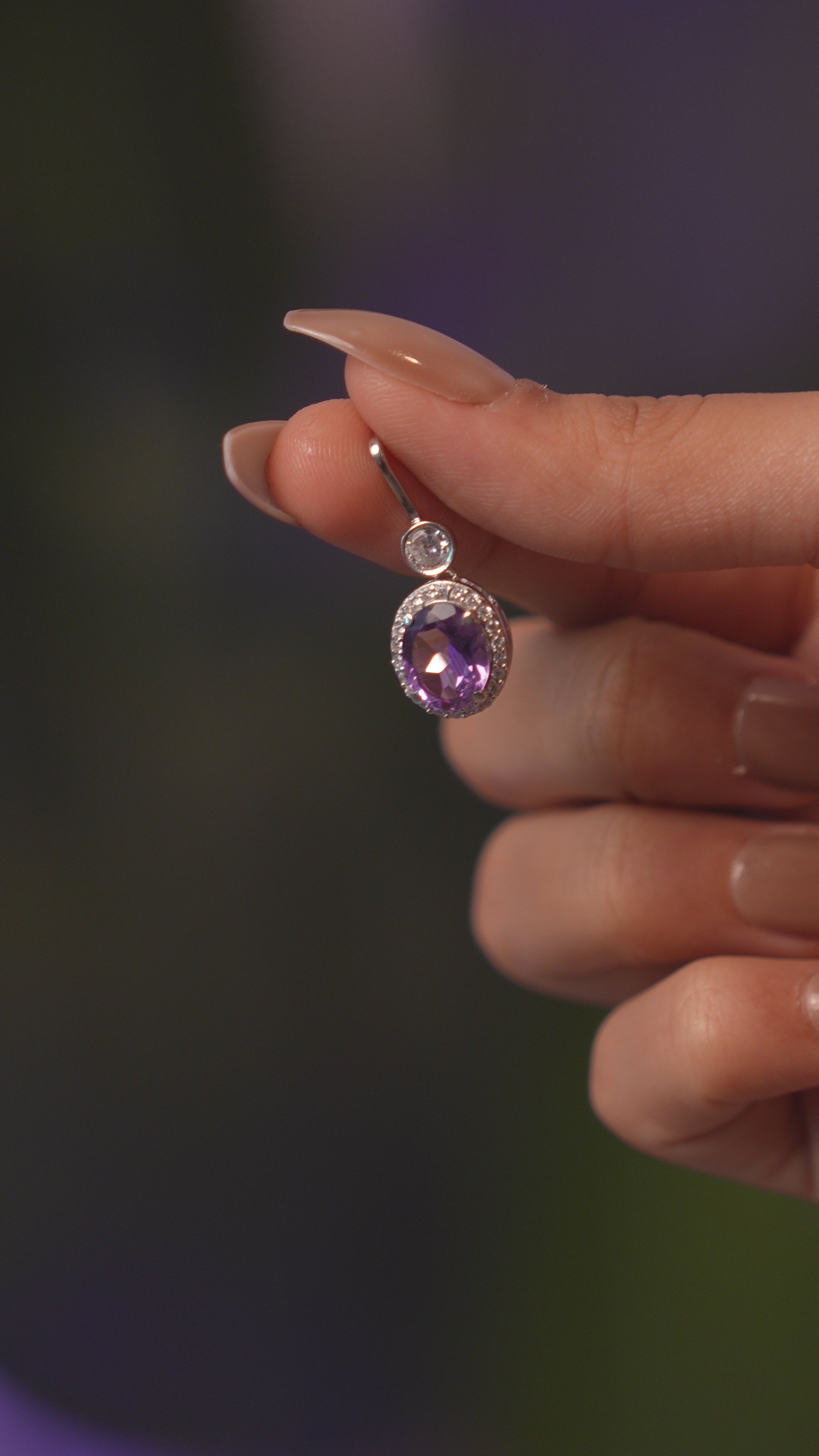 Oval Bloom: Purple Amethyst Earrings