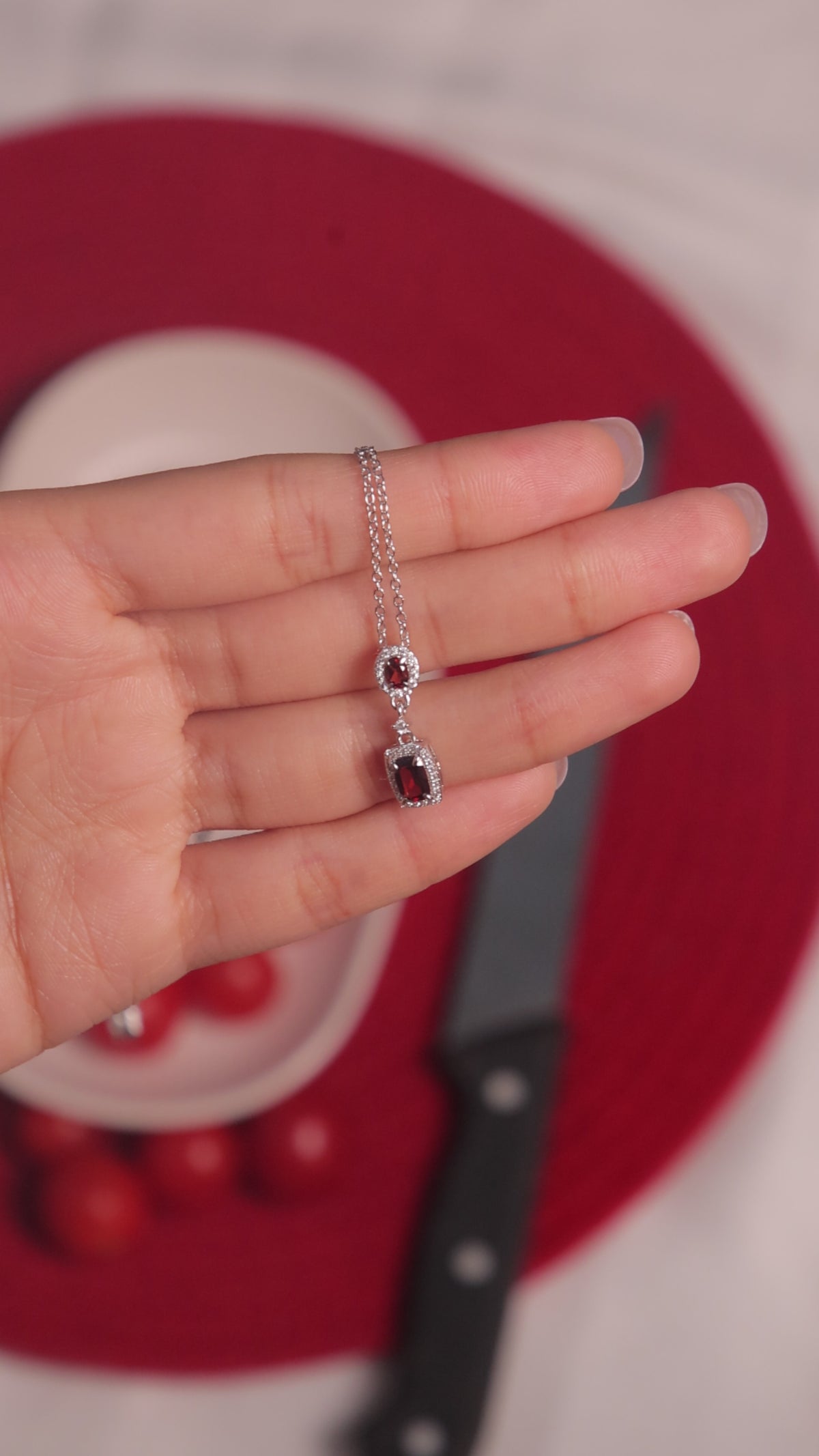 Radiant Sparkle: Red Garnet Pendant
