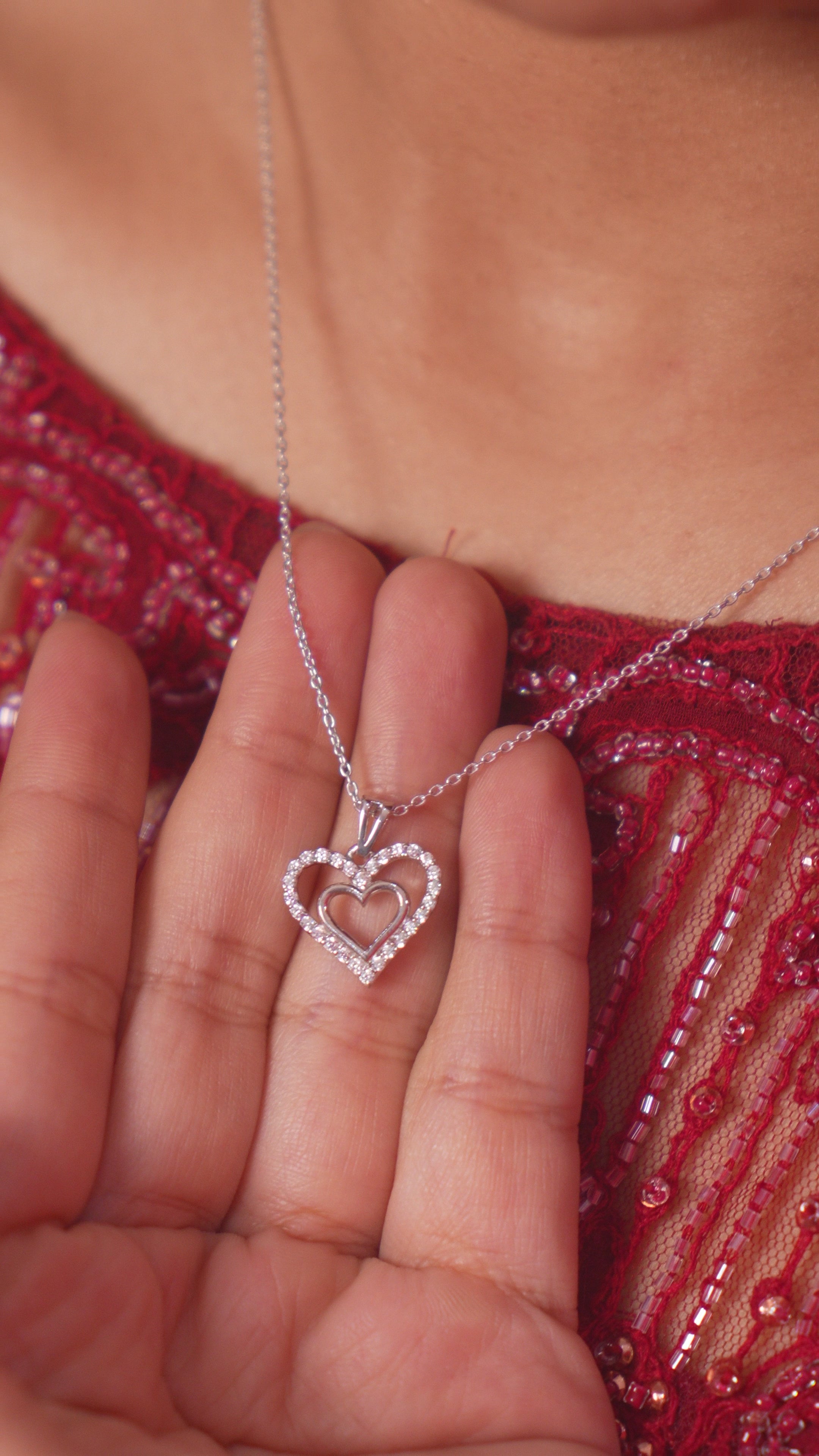 Twinkling Double Heart Necklace