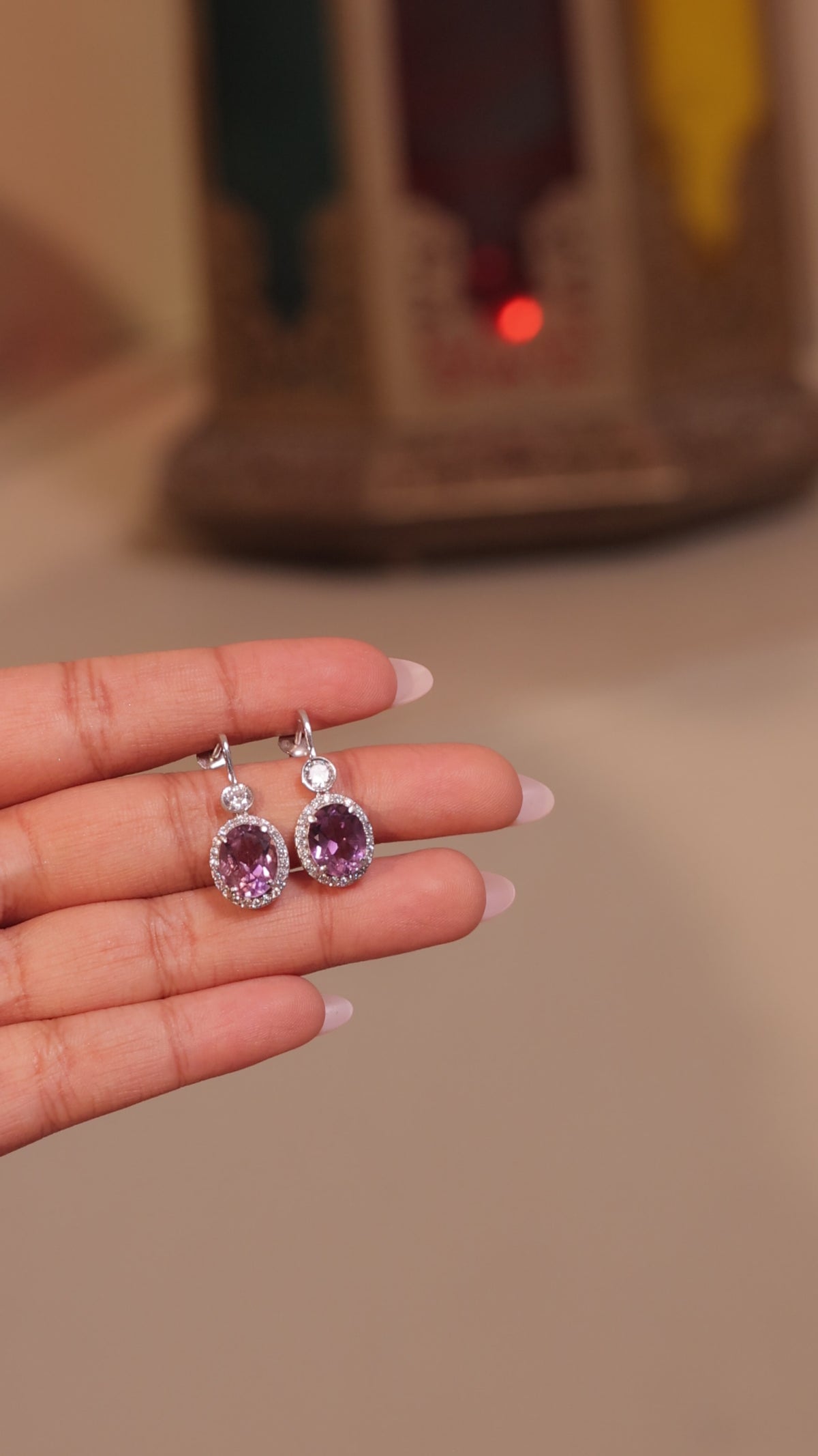 Oval Bloom: Purple Amethyst Earrings