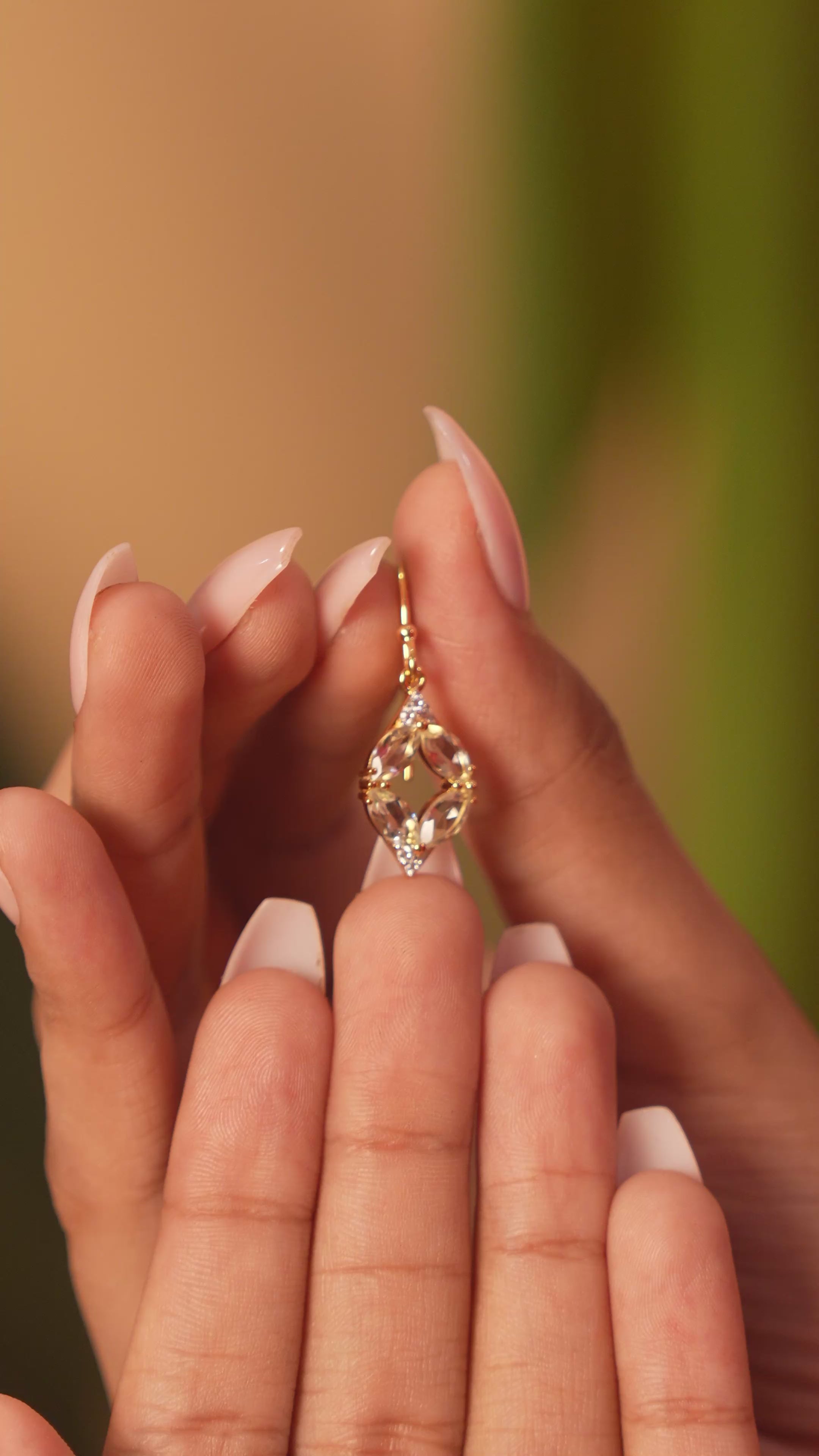 Whispering Leaves: Green Amethyst Earrings