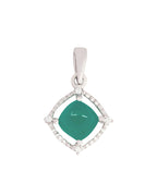 A Silver-Finished Green Onyx and Cubic Zirconia Pendant.