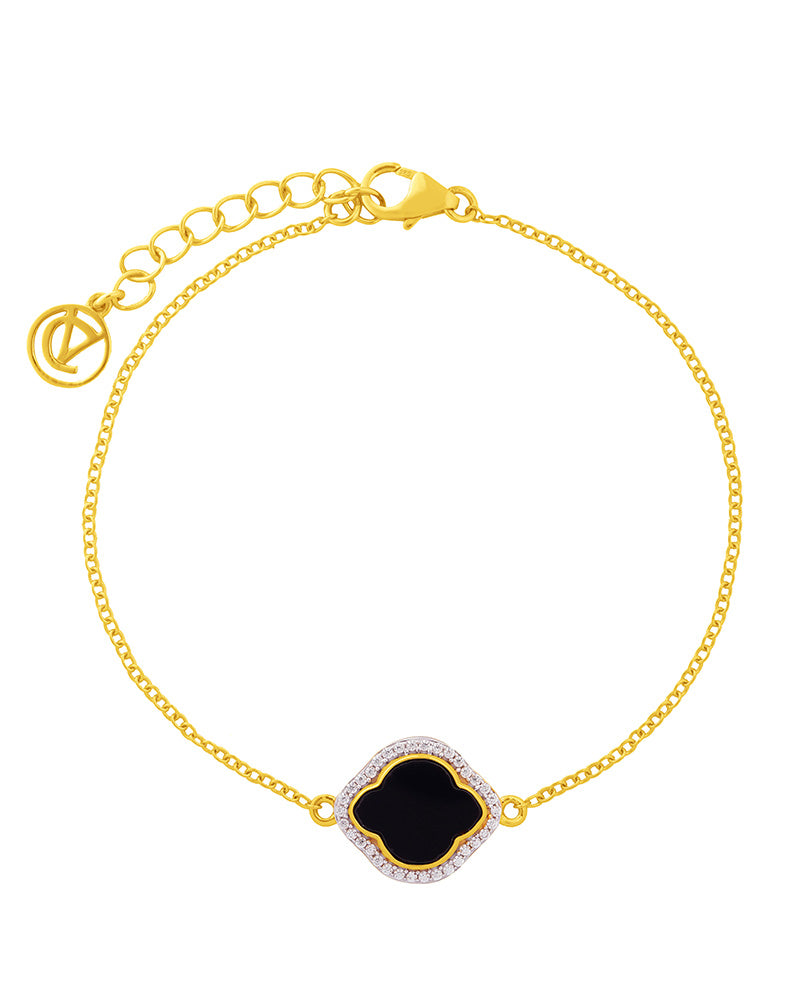A Black Onyx and and Cubic Zirconia Bracelet.