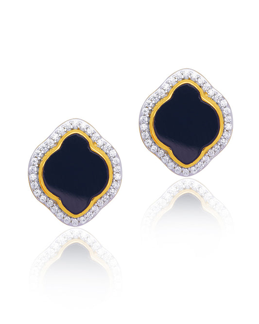 Celestial Elegance: Earring featuring Black Onyx and Cubic Zirconia