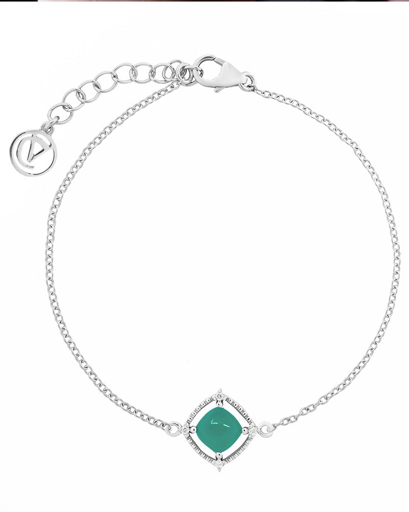 A Green Onyx Bracelet with Cubic Zirconia.