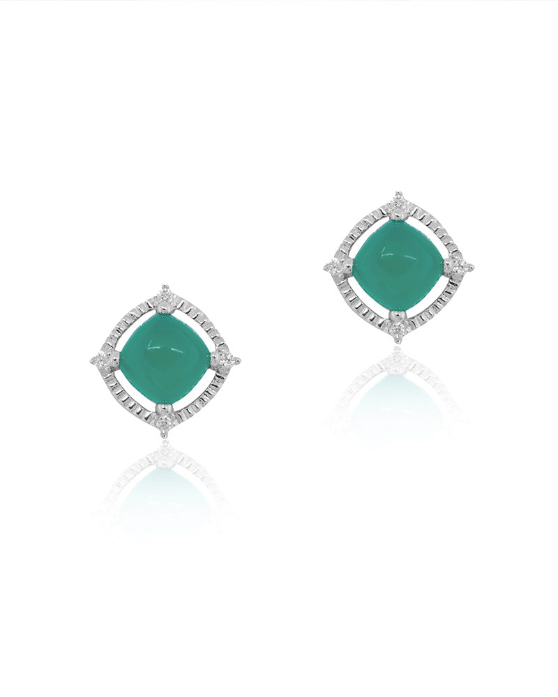 A Silver-Finished Cubic Zirconia and Green Onyx Tops.