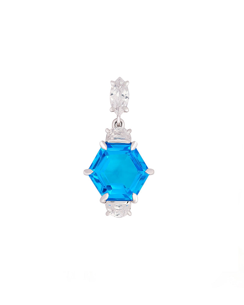 A Swiss Blue Gem Pendant Adorned with Sterling Silver.