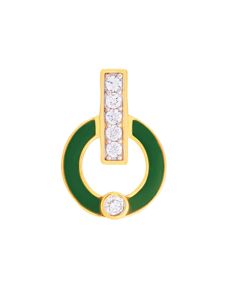 A Pendant with Green Enamel and Cubic Zirconia.