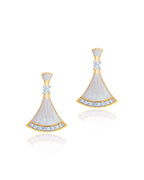 Gold-Finished Pearl Enamel Earrings.