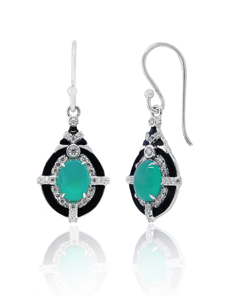Glamourous Glow: Green Onyx Drop Earrings