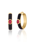 Oval-Sealed Column: Pink Quartz Hoop Earrings