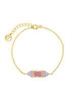 A Bracelet with Light Pink Cubic Zirconia.