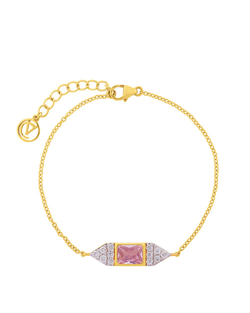 A Bracelet with Light Pink Cubic Zirconia.