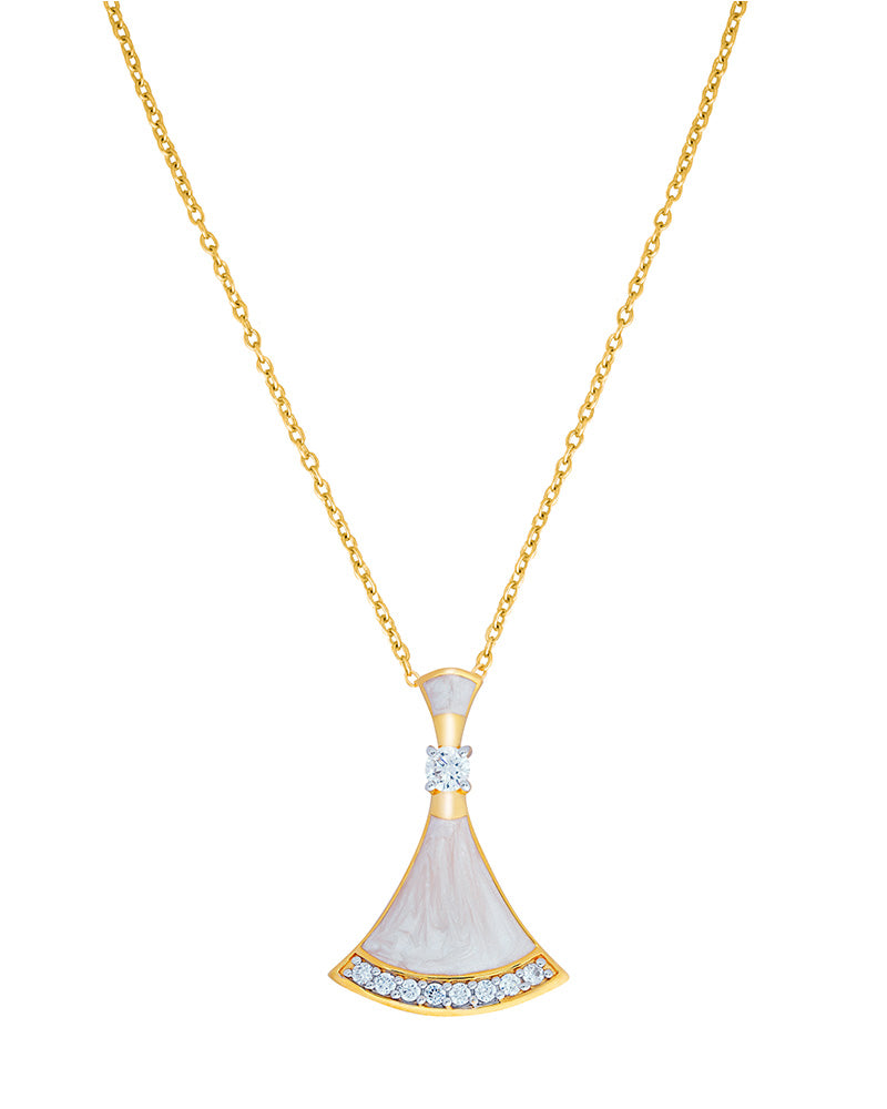 A Gold-Finished Pearl Enamel Pendant.