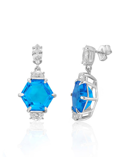 Radiant Swiss Blue Gem Earrings: A Touch of Glamour