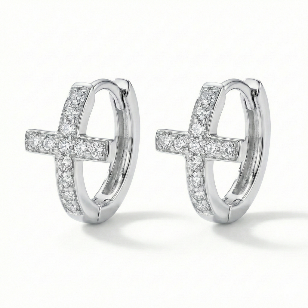 Crystal-line Cross Earrings