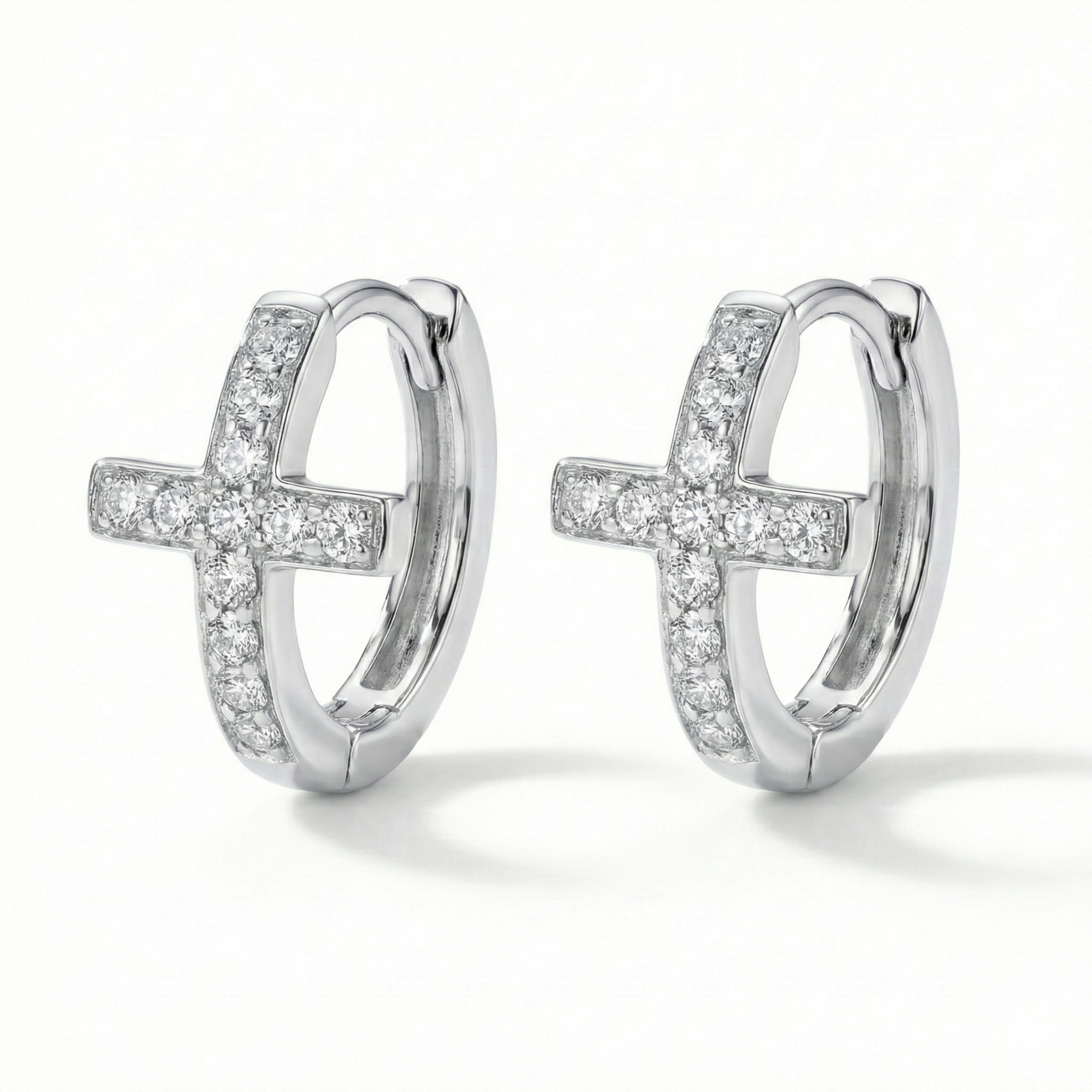 Crystal-line Cross Earrings